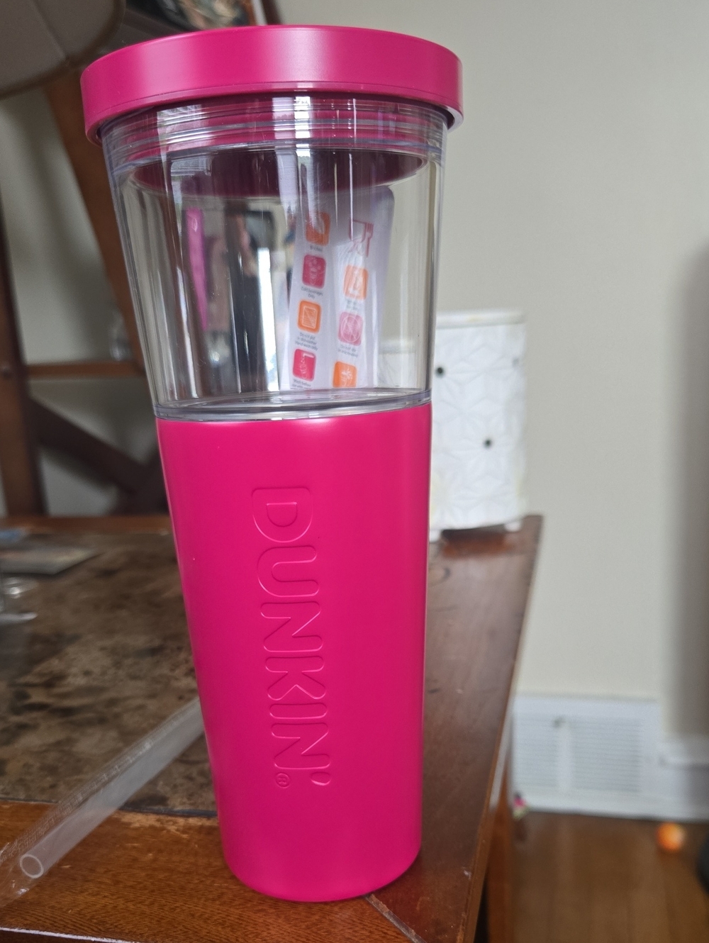 Dunkin Pink Double-Wall Travel Tumbler